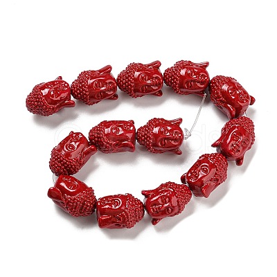 Dyed Synthetical Coral Buddha Head Beads Strands CORA-L008-01-1