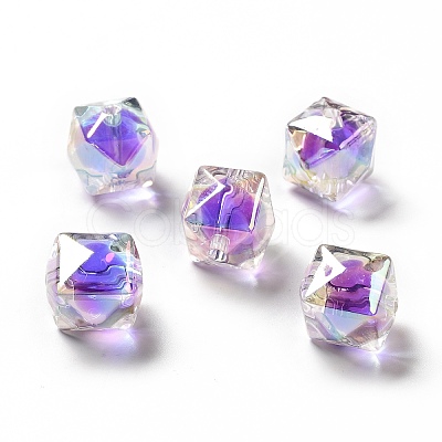 Two Tone UV Plating Rainbow Iridescent Acrylic Beads TACR-D010-02G-1