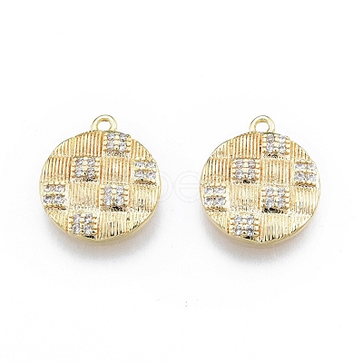 Brass Micro Pave Clear Cubic Zirconia Charms KK-C006-19G-1