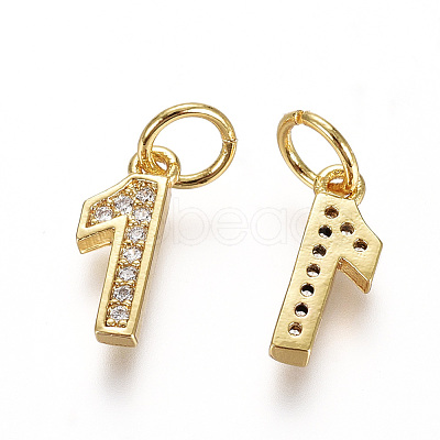 Brass Micro Pave Clear Cubic Zirconia Charms X-ZIRC-L092-01-G-1