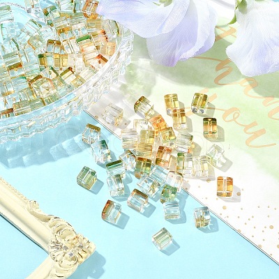 100Pcs Baking Paint Transparent Glass Beads DGLA-YW0001-35A-1