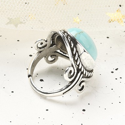 Synthetic Turquoise Adjustable Rings RJEW-I108-01AS-08-1