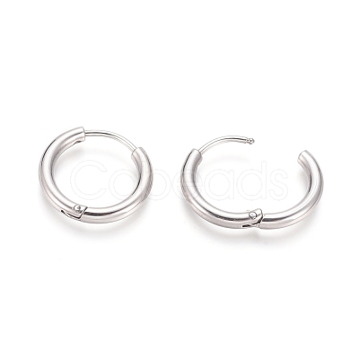 Tarnish Resistant 304 Stainless Steel Huggie Hoop Earrings EJEW-F111B-17mm-P-1