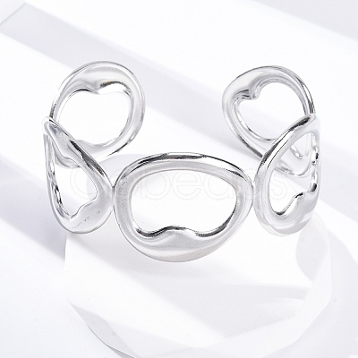 304 Stainless Steel Cuff Bangles for Women BJEW-D306-07P-1