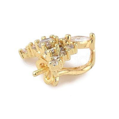 Brass Micro Pave Clear Cubic Zirconia Hoop Earring Findings KK-D369-03G-1