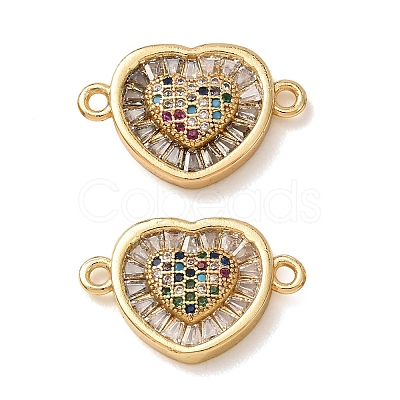 Brass Pave Colorful Cubic Zirconia Connector Charms CU-CBA4579-02G-E-1