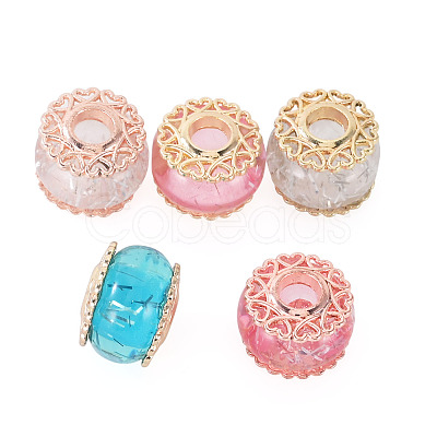 5Pcs 5 Colors Rack Plating Alloy European Beads MPDL-TADJ0001-03-1