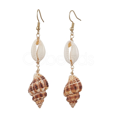 304 Stainless Steel Shell Shape Dangle Earrings EJEW-JE06265-03-1