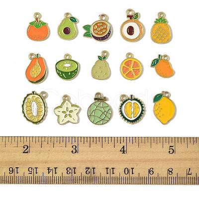 60Pcs 15 Styles Fruit Alloy Enamel Charms ENAM-FS0003-54-1