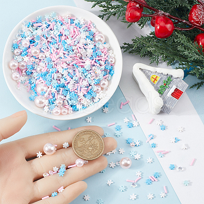 Snowflake Theme Handmade Polymer Clay Sprinkles Mix CLAY-SC0001-96-1