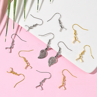 60Pcs 2 Colors 304 Stainless Steel Earring Hooks STAS-SC0010-73-1