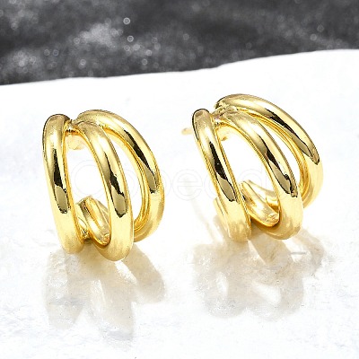 Brass Half Hoop Earrings LS-EJEW-A056-09G-1