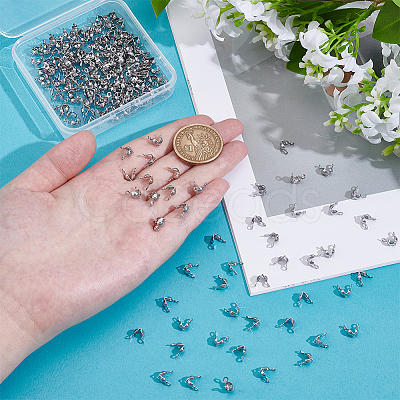 200Pcs 304 Stainless Steel Bead Tips STAS-UN0029-20-1