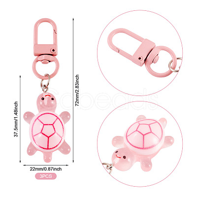 3Pcs Resin Tortoise Pendant Decorations HJEW-TA0001-39J-1