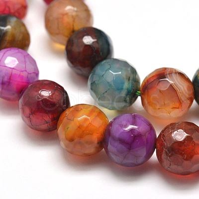 Dyed Natural Agate Faceted Round Beads Strands G-E268-22-1