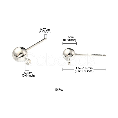 Brass Ball Post Ear Studs KK-YW0001-11S-1