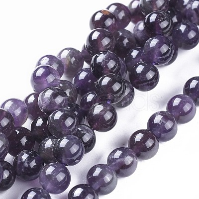 Natural Amethyst Round Bead Strands X-G-I168-08-8mm-1