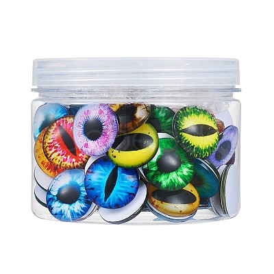 Eye Printed Glass Cabochons GGLA-BT0001-01-1