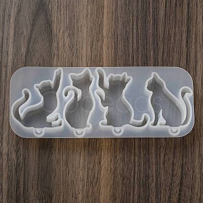 Cat Shape Pendant DIY Silhouette Silicone Mold DIY-K067-02B-1