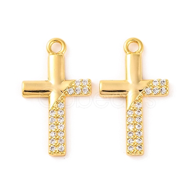 Brass Micro Pave Clear Cubic Zirconia Pendants KK-U017-09E-G-1