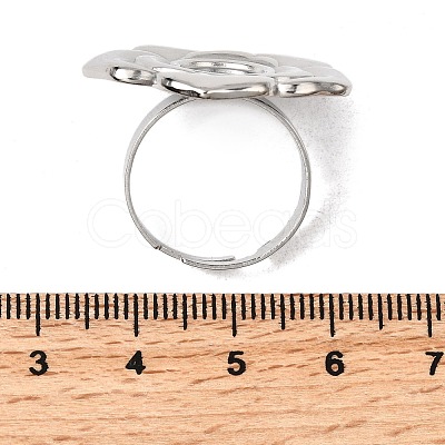 Adjustable 304 Stainless Steel Open Cuff Ring Components STAS-P403-01D-P-1