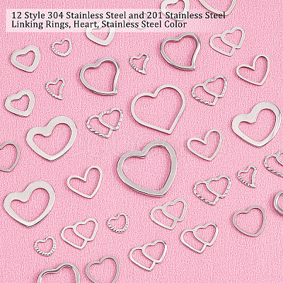 48Pcs 12 Style 304 Stainless Steel and 201 Stainless Steel 
Linking Rings STAS-PH0004-23-1