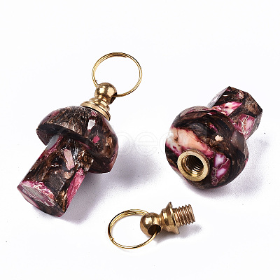 Assembled Synthetic Bronzite and Imperial Jasper Openable Perfume Bottle Pendants LS-G-S366-057C-1