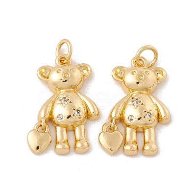 Brass Micro Pave Clear Cubic Zirconia Pendants KK-G415-26G-1