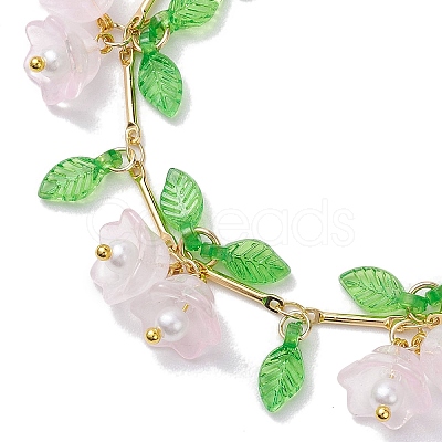 Flower Glass & Acrylic Charm Bracelets BJEW-JB10443-04-1