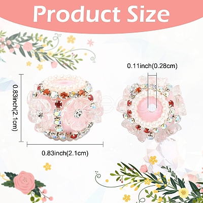 10Pcs 5 Colors Flower Style Resin Rhinestone Beads CLAY-YW0002-73-1