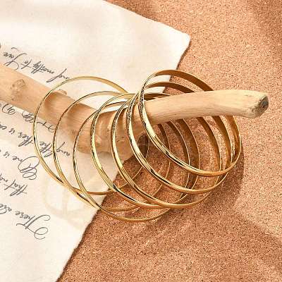Fashion PVD Vacuum Plating 201 Stainless Steel Bangle Sets BJEW-L664-024C-G-1-1