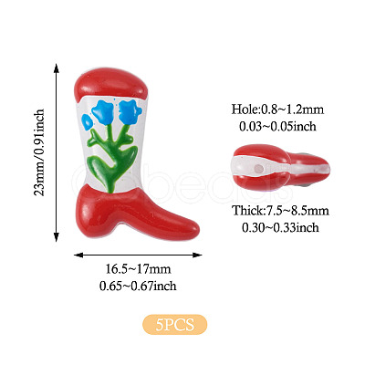 5Pcs Boot Baking Paint Glass Enamel Beads LAMP-TADJ0001-08G-1