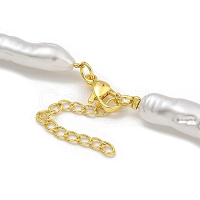 Rack Plating Brass & ABS Plastic Pearl Beads Column Beaded Necklaces for Women NJEW-C059-14G-1