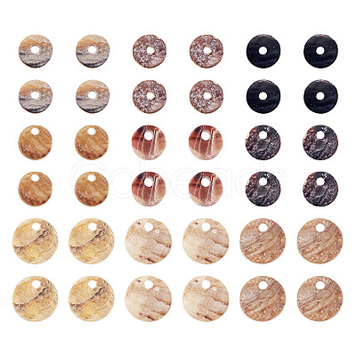 150Pcs 3 Styles Natural Akoya Shell Flat Round Charms BSHE-TA0001-09-1