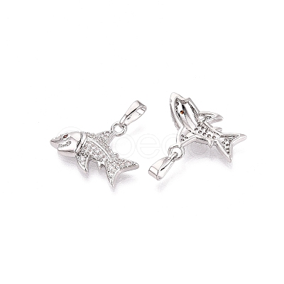Brass Micro Pave Cubic Zirconia Pendants KK-Q073-12P-1