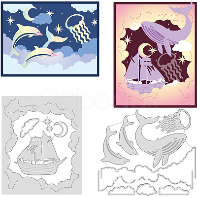 Ocean Theme Carbon Steel Cutting Dies Stencils DIY-WH0309-959-1