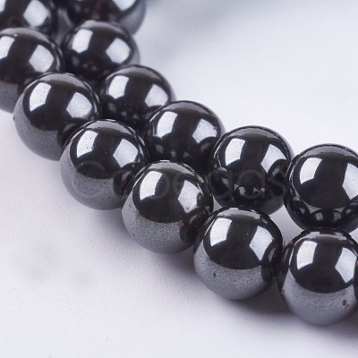 Magnetic Synthetic Hematite Beads Strands G-Q893-8mm-1