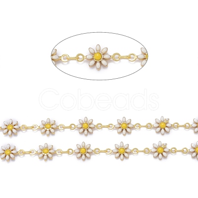 Handmade Brass Enamel Link Chains X-CHC-I035-13G-02-1