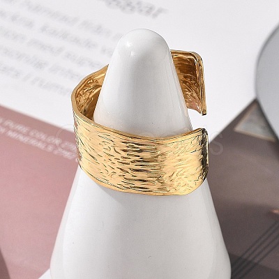 304 Stainless Steel Open Cuff Ring for Women LS-RJEW-M049-01G-03-1