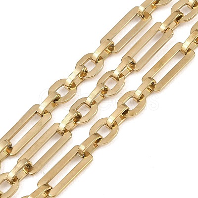 201 Stainless Steel Oval with Rectangle Link Chains CHS-F024-01B-G-1