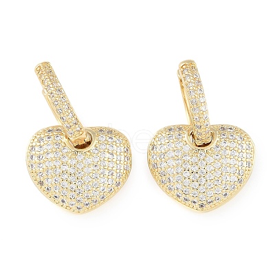 Brass Micro Pave Clear Cubic Zirconia Hoop Earrings for Women EJEW-S225-01G-1