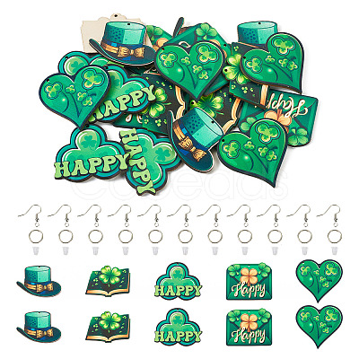 DIY Saint Patrick's Day Wood Dangle Earrings Making Kit DIY-TA0009-17-1