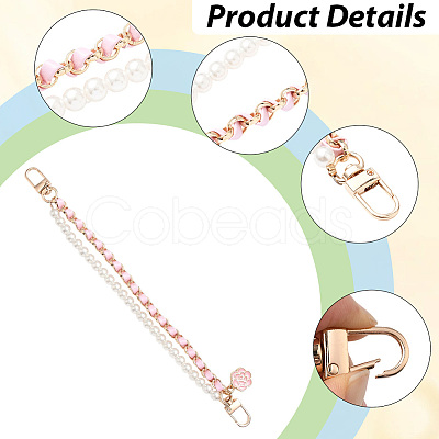 2Pcs 2 Colors Alloy Flower Phone Hand Strap Chains AJEW-SC0004-10B-1