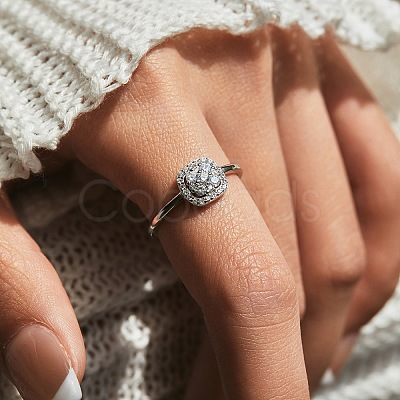 Rhodium Plated 925 Sterling Silver Moissanite Finger Rings for Women WG1C4E3-04-1