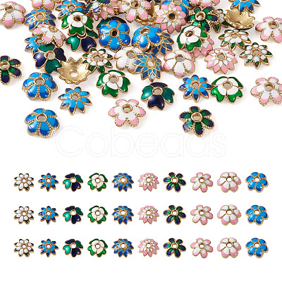 60Pcs 10 Style Alloy Enamel Bead Caps FIND-YS0001-16-1