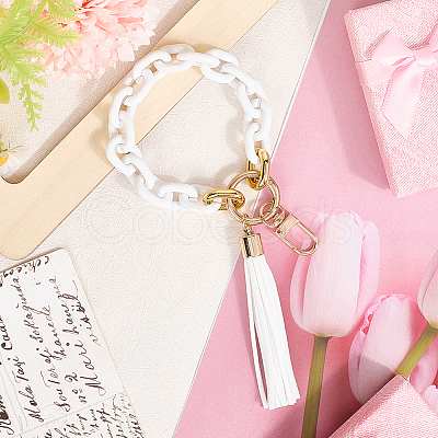Acrylic & Zine Alloy & PU Pendant Decoration KEYC-WH0052-01B-1