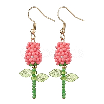 Stainless Steel Glass Flower Dangle Earrings EJEW-MZ00574-04-1