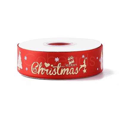 25 Yards Christmas Theme Printed Polyester Ribbon OCOR-C004-04E-1