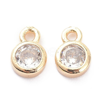 Brass Micro Pave Clear Cubic Zirconia Charms Pendants ZIRC-K086-23LG-1