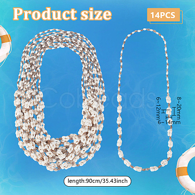 Natural Shell Beaded Long Necklaces for Women AJEW-WH0460-131C-1